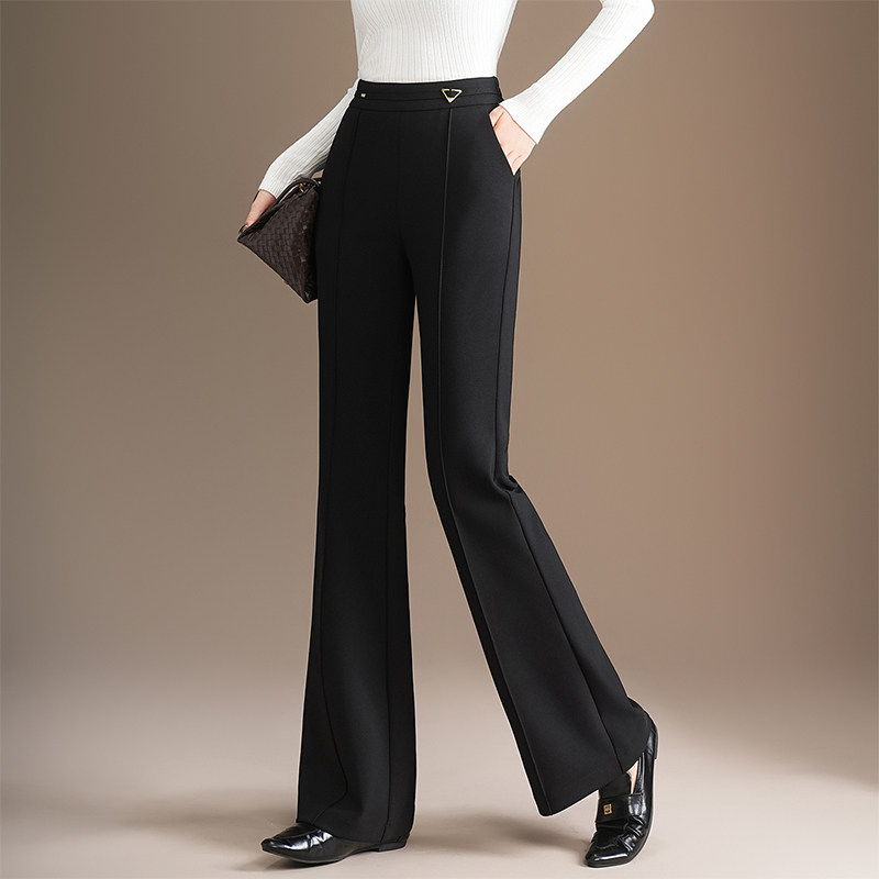 黑色直筒裤女垂感修身微喇裤子西装裤2025秋季新款高腰拖地休闲裤