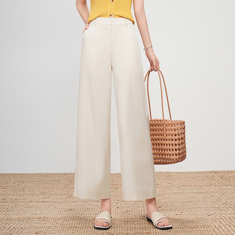窄版阔腿裤女夏季薄款高腰宽松垂感遮胯直筒通勤九分休闲西装裤子