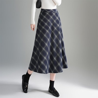 经典格子半身裙女2025秋季新款高腰显瘦遮胯百搭中长款a字裙伞裙