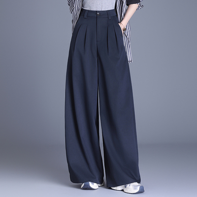 设计感时尚西装裤女春秋2025年新款加长高个子高腰显瘦宽松阔腿裤