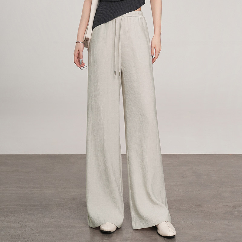 简约高级感阔腿裤女2025年春夏季垂坠感宽松法式休闲裤拖地长裤子
