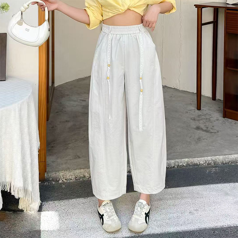 白色阔腿休闲裤女2026春夏季薄款遮胯百搭日常小个子宽松直筒裤子