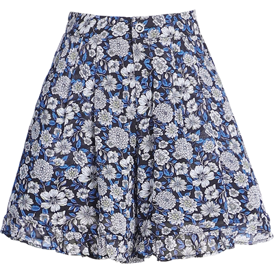 印花雪纺阔腿裤外穿短裤