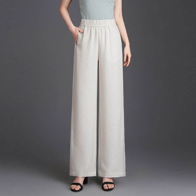 棉麻女裤直筒裤女2026春夏季新款高腰显瘦垂感宽松薄款长裤阔腿裤
