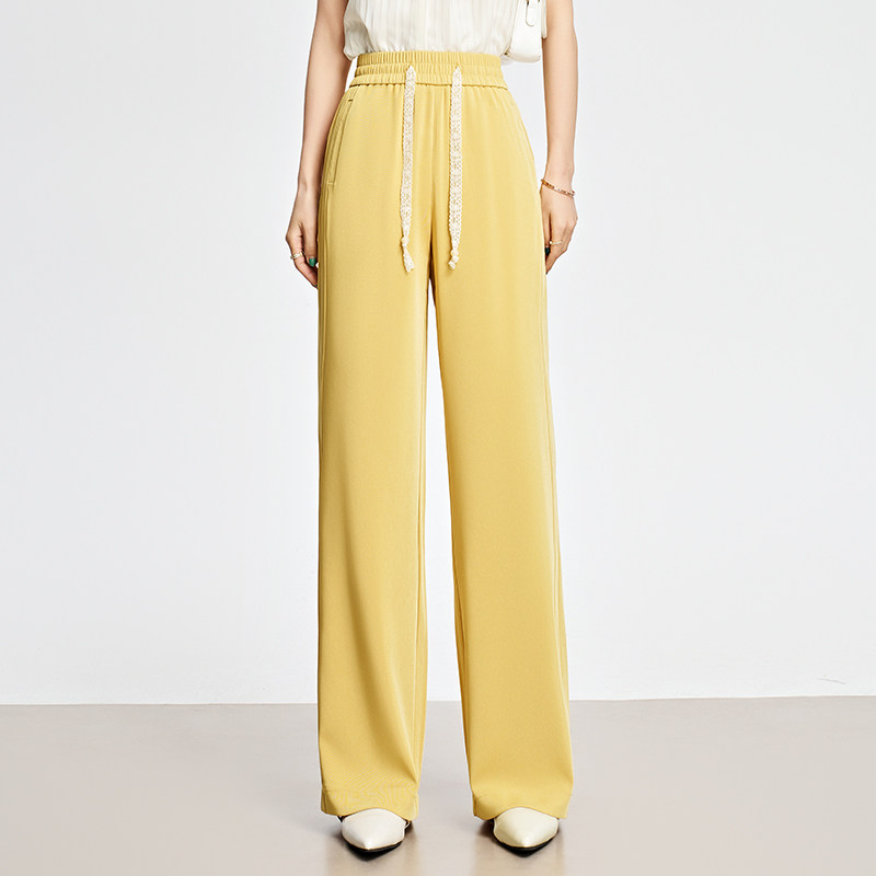 冰丝窄版阔腿裤女夏薄款高腰大码垂感直筒休闲中年妈妈裤子西装裤