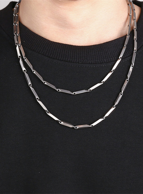 竹节链项链男钛钢不掉色