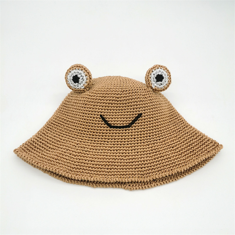手工编织儿童夏凉帽男女宝钩针青蛙帽子diy春秋夏三季可戴材料包