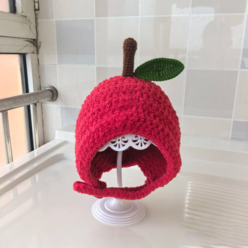 DIY毛线钩针苹果帽材料包护耳帽