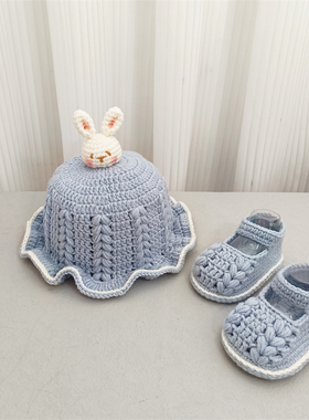 新手妈妈钩织兔年宝宝鞋子帽子