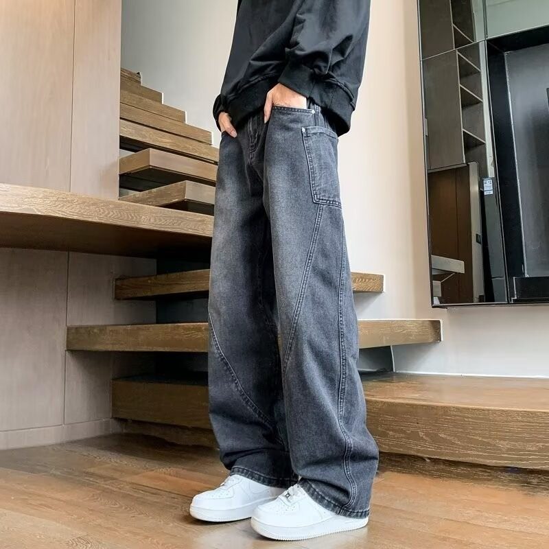 春夏季美式潮牌弯刀牛仔裤男