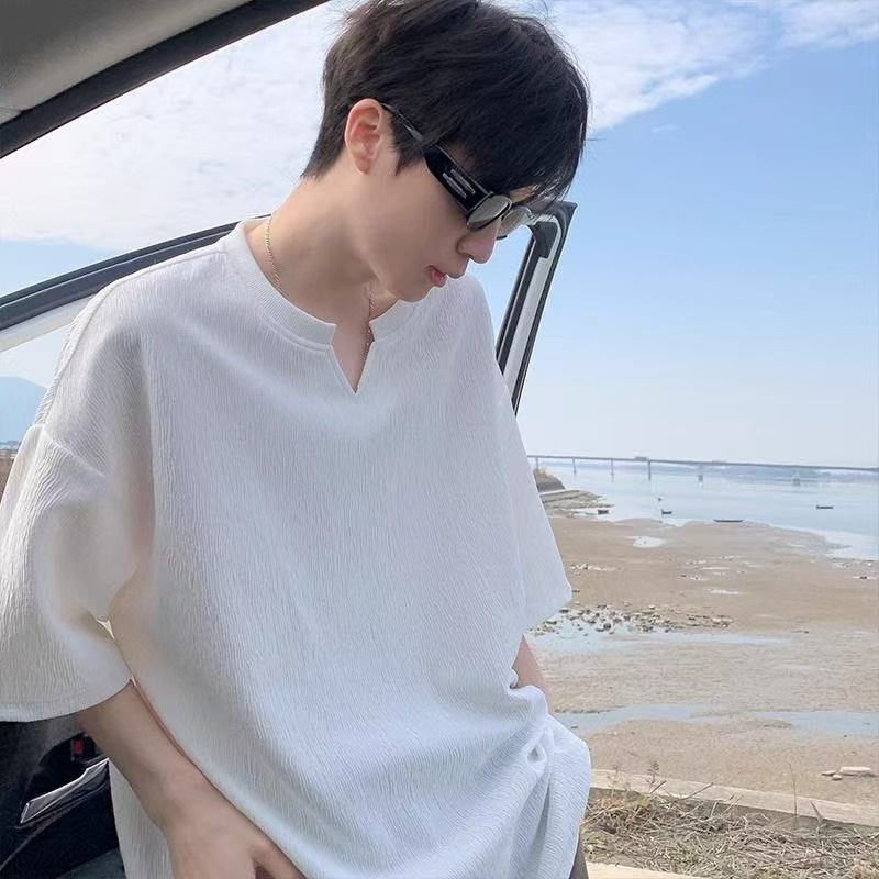 美式潮牌肌理感短袖T恤男