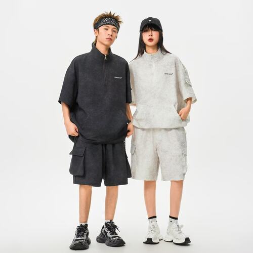 夏季潮牌大码运动polo衫短裤套装