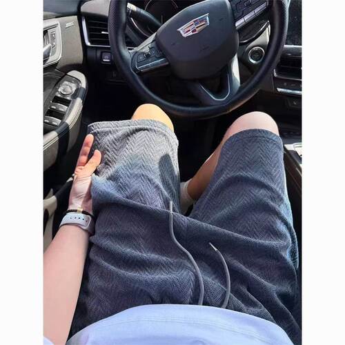 美式潮牌麦穗纹提花短裤男