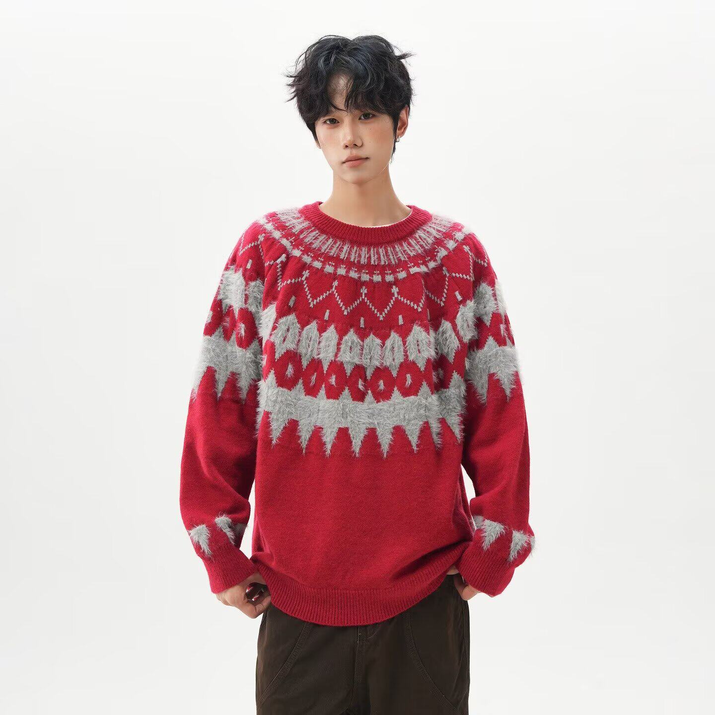 美式复古民族风软糯毛衣男女