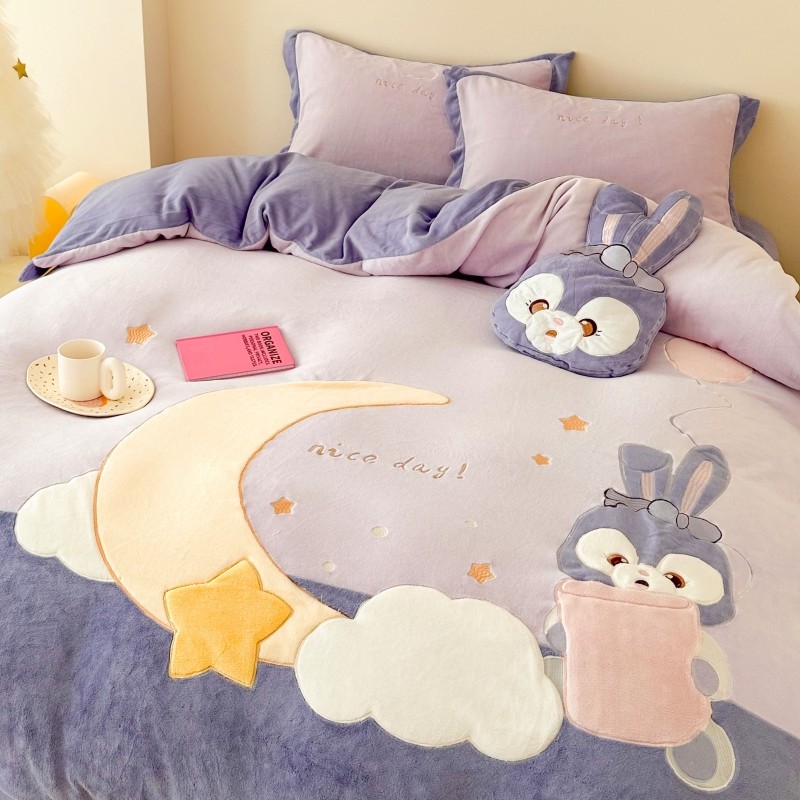 小红书达人推荐可爱牛奶绒四件套