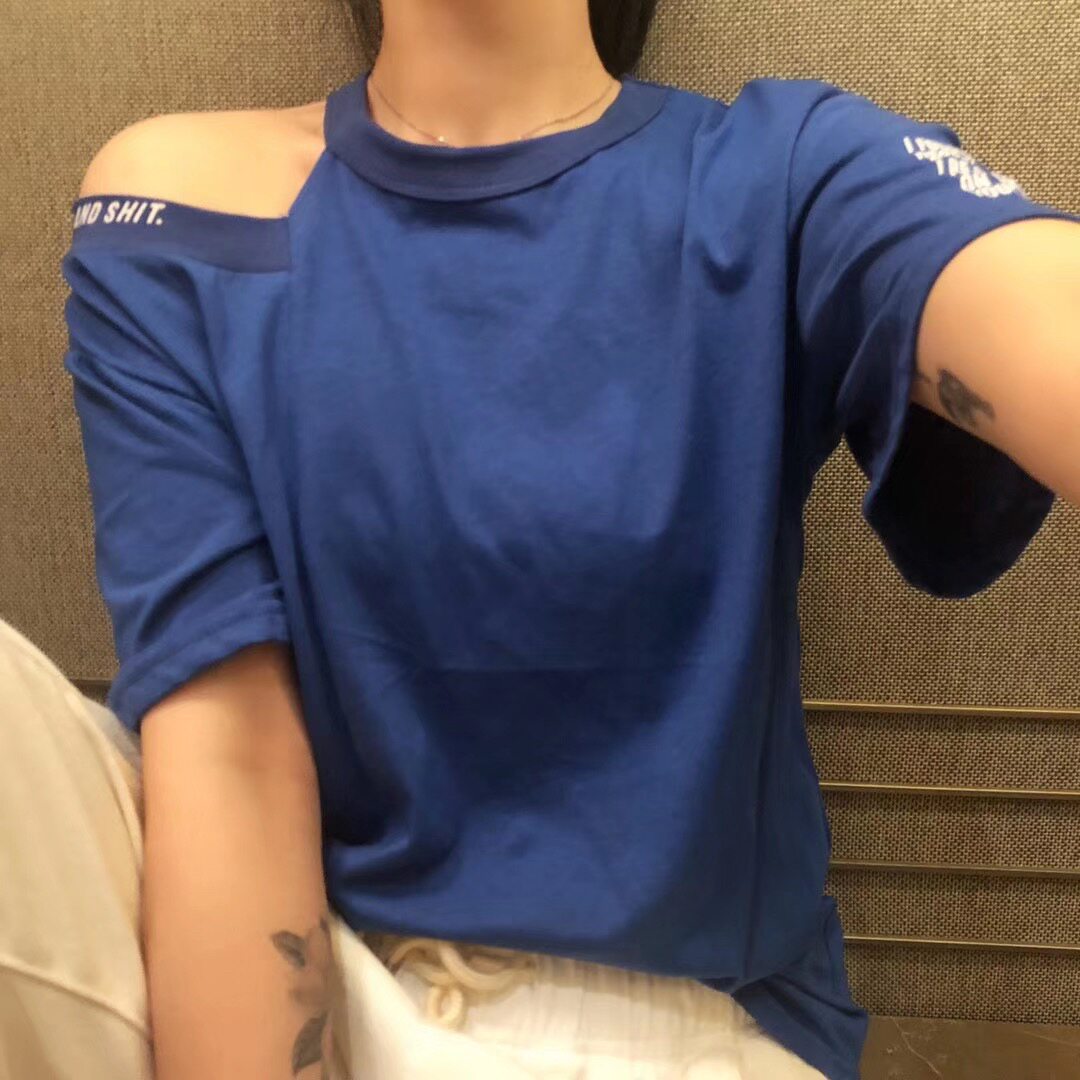 JLnuonuo漏肩t恤女心机短袖欧洲站2024夏季港味修身薄款露肩上衣