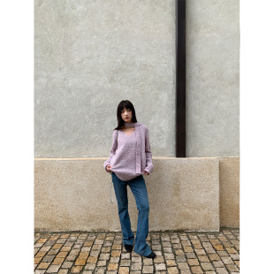 口袋微弹裤 誉一新款 女个性 复古微喇港味牛仔裤 潮 2025秋冬高街美式