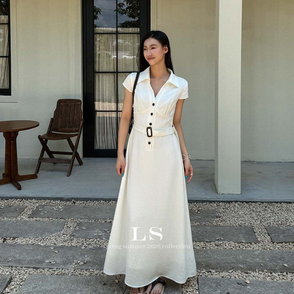 POLO领衬衫裙修身连衣裙女长裙