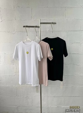 LBL2024年卡通减龄亮片笑脸设计感上衣港风白色t恤女休闲修身短袖