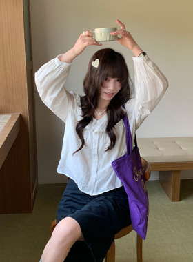 you think 春夏2026年新款韩系长袖宽松休闲上衣小衫衬衣白色衬衫