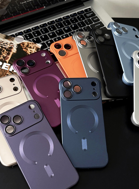 磨砂无边框磁吸适用苹果17promax手机壳新款iphone16plus高级感15金属漆14pro男女13/12防摔亚克力11pm保护套