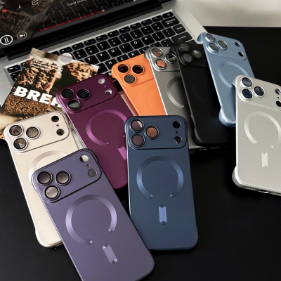 磨砂无边框磁吸适用苹果17promax手机壳新款iphone16plus高级感15金属漆14pro男女13/12防摔亚克力11pm保护套