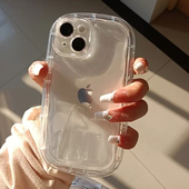 小胖妹简约波浪纹适用新款 iPhone17手机壳16 15pro硅胶13Promax苹果14手机套加厚气垫xsmax小众xr高级女软壳