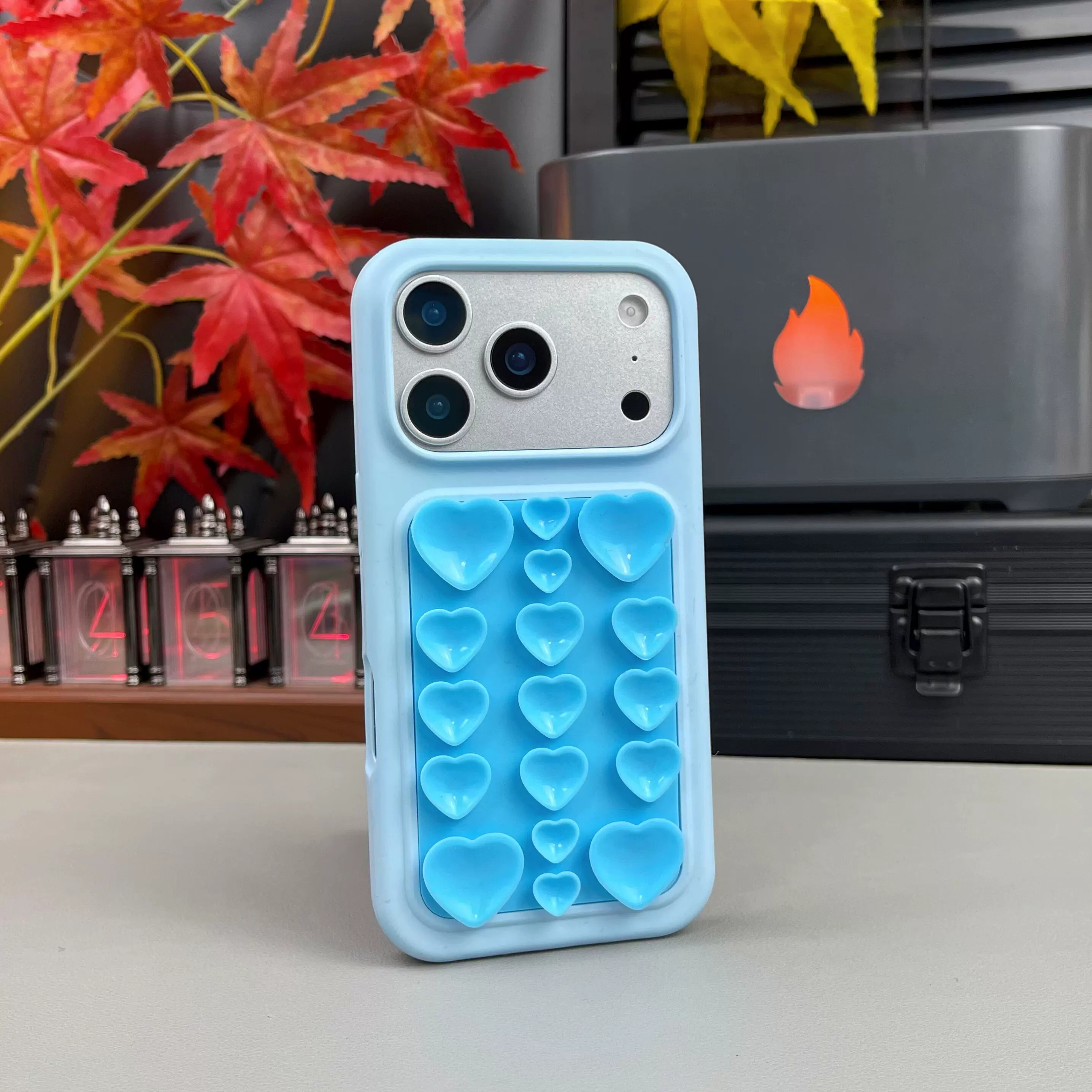 多巴胺撞色吸盘手机壳适用于iPhone18ProMax韩系17Pro小清新爱心吸盘16可吸墙面浴室平面地方15吸附自拍14/13