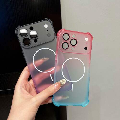 ins渐变四角防摔适用适用iPhone17pro手机壳苹果16promax镜头全包15磁吸充电14pro撞色外壳13全包12新款11女