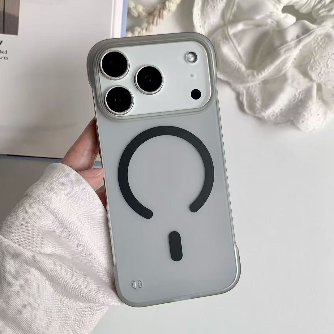 磨砂无边框适用苹果 17promax手机壳新款iphone16pro磁吸充电15plus保护套14pro高级感13pro/12/11防摔pc硬壳