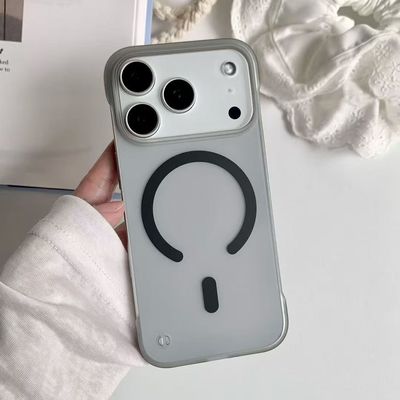 磨砂无边框适用苹果 17promax手机壳新款iphone16pro磁吸充电15plus保护套14pro高级感13pro/12/11防摔pc硬壳