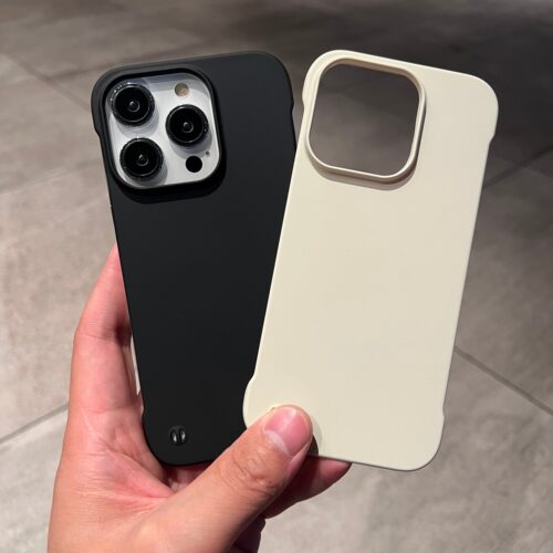 新款肤感无边框15半包硬壳16大孔纯色适用iPhone14pro手机壳苹果13超薄12情侣男女11por简约ins小清新保护壳x