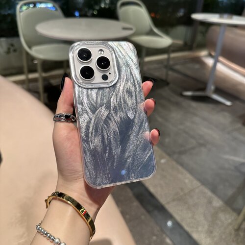 新款渐变羽纱IMD适用苹果15手机壳小众iphone14promax高级感少女心13创意奢华12/12pro银色11情侣爆款max防摔