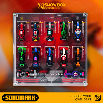 SOHOMARK迷你F1赛车透明一体式展示 适配积木F1抽抽乐套装71049