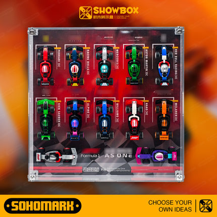 SOHOMARK迷你F1赛车透明一体式展示 适配积木F1抽抽乐套装71049