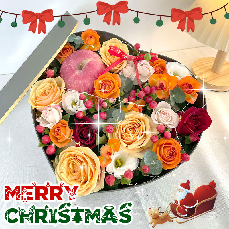 圣诞节平安夜苹果礼盒花束鲜花速递同城配送济南市市中历城长清区