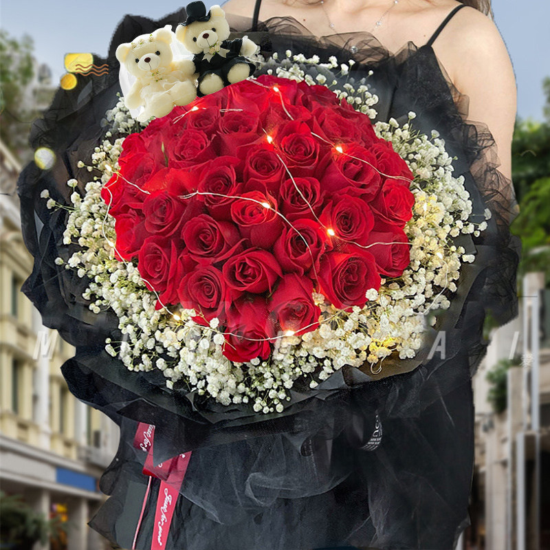 七夕情人节鲜花速递辽宁辽阳市白塔文圣区灯塔市同城配送玫瑰花束