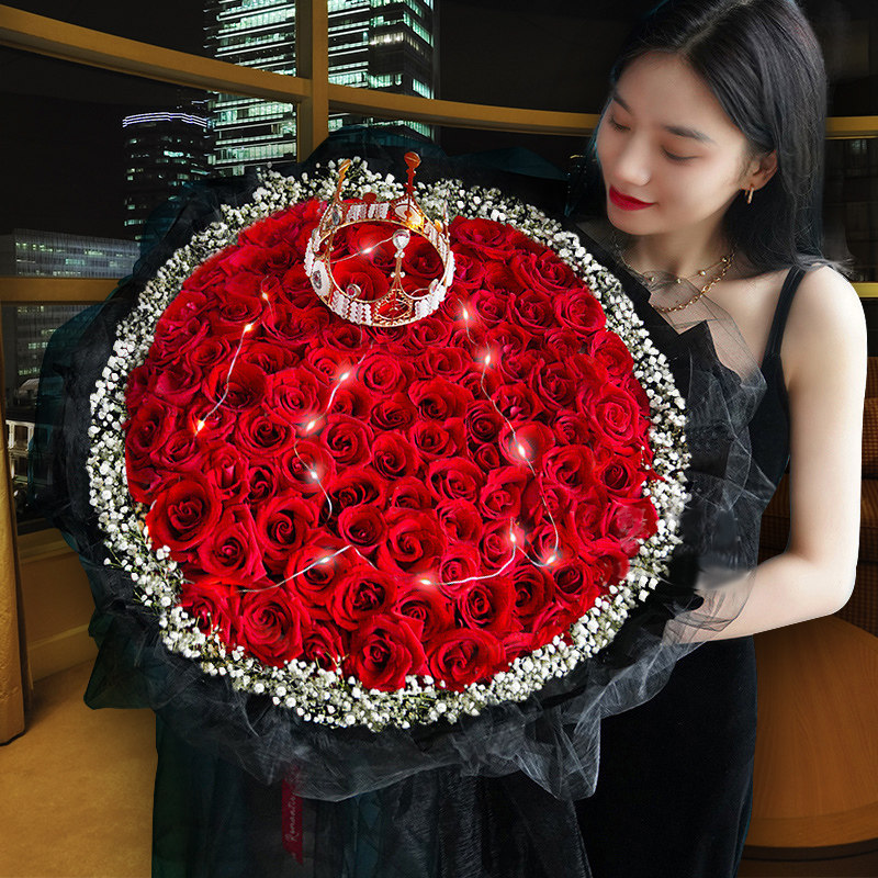 送女友生日鲜花速递浙江湖州市德清县长兴安吉县同城配送玫瑰花束
