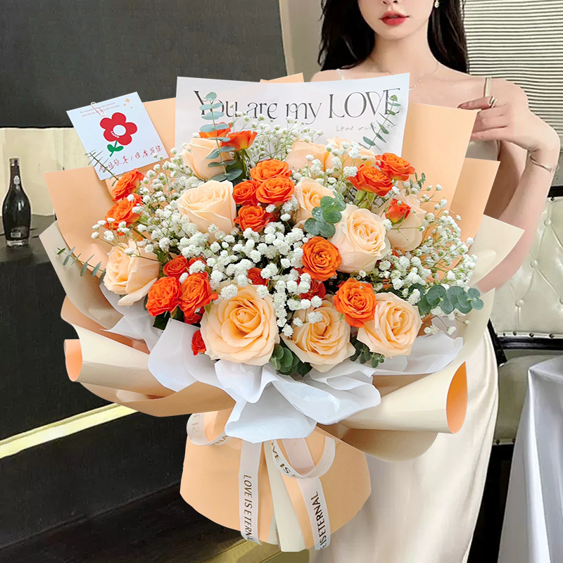 11朵玫瑰花束七夕鲜花速递黔南布依族州都匀市同城花店配送女友