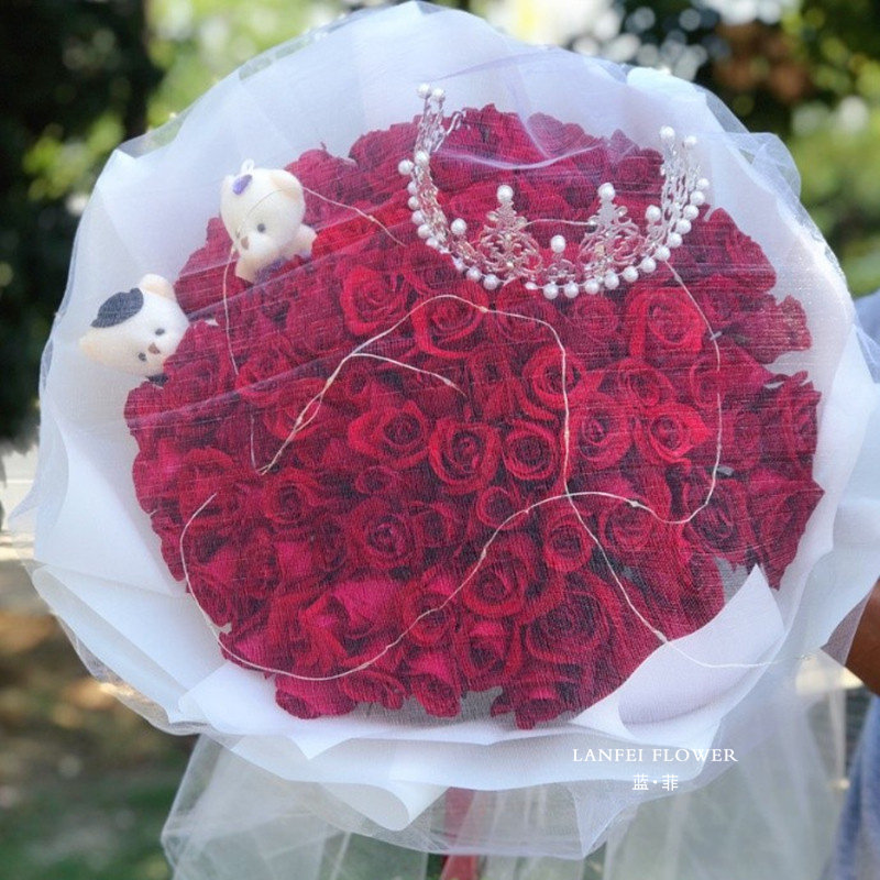 安徽省淮南市田家庵区谢家集区鲜花店同城配送七夕情人节玫瑰花束