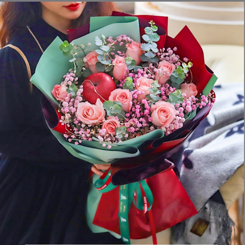 圣诞节平安夜苹果礼盒花束鲜花速递同城配送廊坊市安次广阳区花店