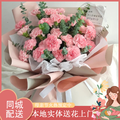 母亲节康乃馨花束鲜花速递浙江省宁波市江东区江北镇海区同城配送