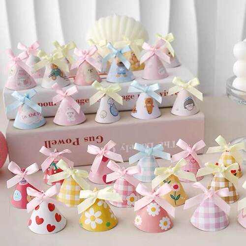 烘焙蛋糕装饰摆件蝴蝶结迷你小帽子插件ins生日帽甜品台纸杯装扮