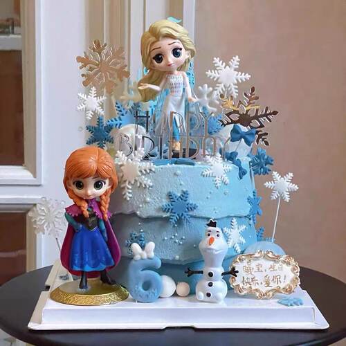 艾莎公主蛋糕装饰摆件网红爱莎冰雪女王城堡雪花插牌女孩生日插件