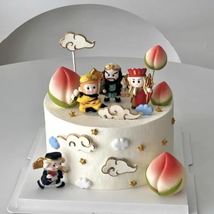 经典西游记蛋糕装饰摆件孙悟空师徒四人八戒祥云儿童生日甜品插件