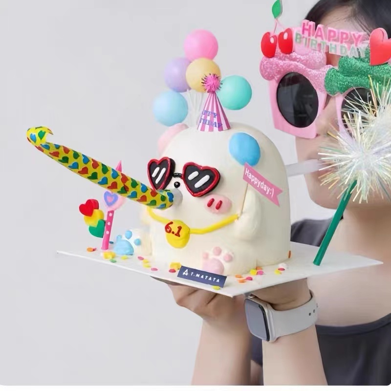 网红同款可以吹的立体蛋糕装饰吹龙口哨吹吹卷生日插件烘焙配件