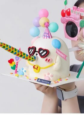 网红同款可以吹的立体蛋糕装饰吹龙口哨吹吹卷生日插件烘焙配件