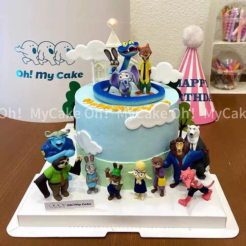 疯狂动物城盖瑞一条蛇儿童生日蛋糕装饰摆件警察朱迪兔子狐狸烘焙