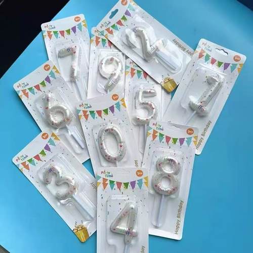 烘焙蛋糕装饰白色气球数字蜡烛渐变色粉色ins风生日蛋糕蜡烛插件