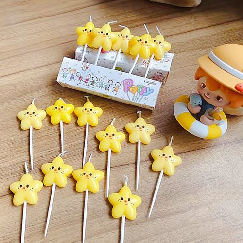 韩国ins风笑脸五角星蜡烛儿童生日蛋糕装饰摆件星星蜡烛烘焙插件